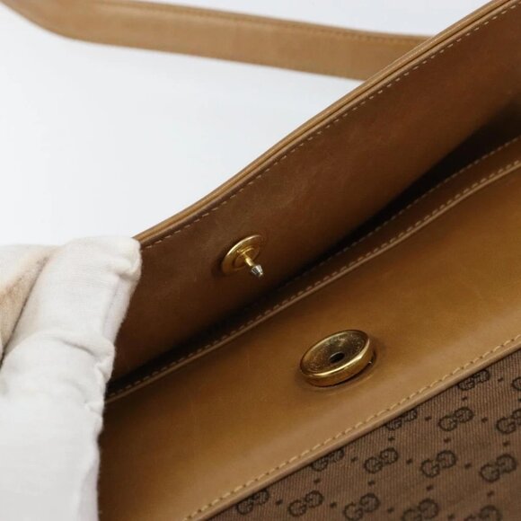 GUCCI Micro GG Canvas Shoulder Bag PVC Beige Gold - Picture 9 of 14